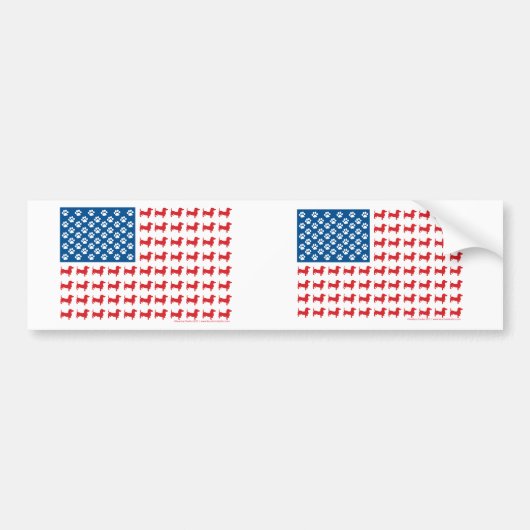 Dachshund USA Patriotic Flag Bumpersticker (Voorkant)