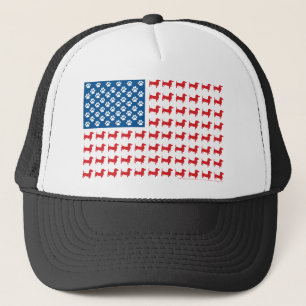 Dachshund USA Patriotic Flag Trucker Pet