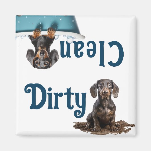 Dachshund Vaatwasser Teken Clean Dirty Magnet (Voorkant)