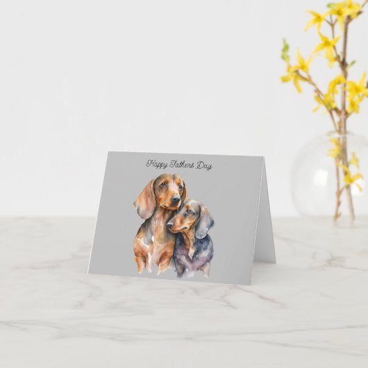 Dachshund Vaderdag Kaart (Gele Bloem)