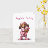 Dachshund Vaderdag van dochter Kaart (Gele Bloem)