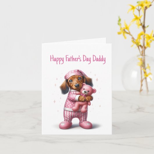 Dachshund Vaderdag van dochter Kaart (Gele Bloem)