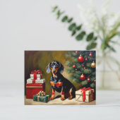 Dachshund vakantie illustratie briefkaart (Staand voorkant)