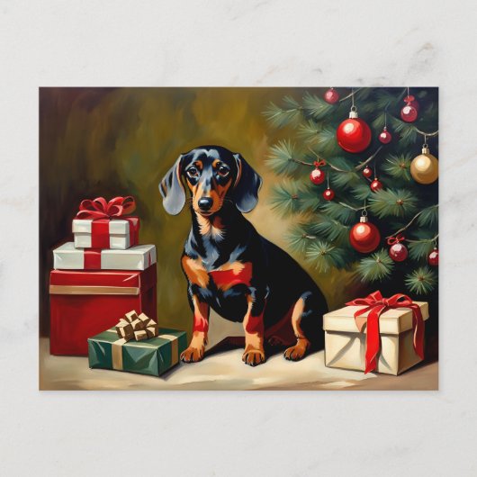 Dachshund vakantie illustratie briefkaart (Voorkant)