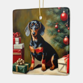 Dachshund vakantie illustratie keramisch ornament (Links)