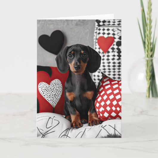 Dachshund-Valentijn Bedankkaart (Voorkant)