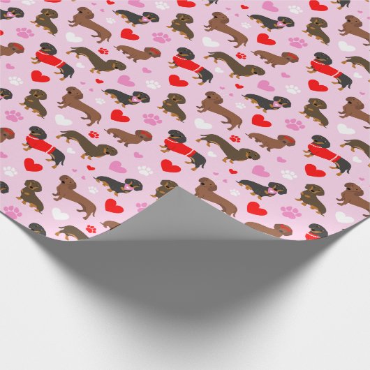 Dachshund-Valentijn Cadeaupapier (Hoek)