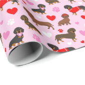 Dachshund-Valentijn Cadeaupapier (Rol Hoek)
