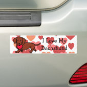 Dachshund Valentijn Cartoon Bumpersticker (Op auto)