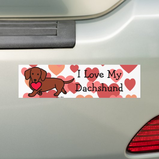 Dachshund Valentijn Cartoon Bumpersticker (Op auto)