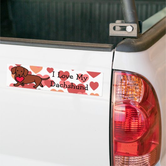 Dachshund Valentijn Cartoon Bumpersticker (Op Truck)