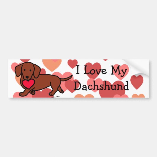 Dachshund Valentijn Cartoon Bumpersticker (Voorkant)