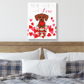 Dachshund Valentijn Cartoon Canvas Afdruk (Insitu (Slaapkamer))