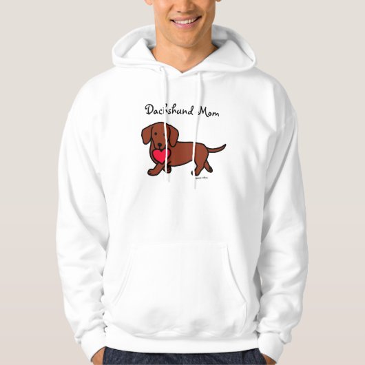 Dachshund Valentijn Cartoon Hoodie (Voorkant)