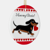 Dachshund Valentijn Cartoon Keramisch Ornament (Rechts)