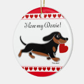 Dachshund Valentijn Cartoon Keramisch Ornament (Links)