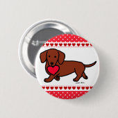 Dachshund Valentijn Cartoon Ronde Button 5,7 Cm (Voorkant /achterkant)