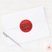 Dachshund Valentijn Cartoon Ronde Sticker (Envelop)