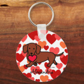 Dachshund Valentijn Cartoon Sleutelhanger (Voorkant)