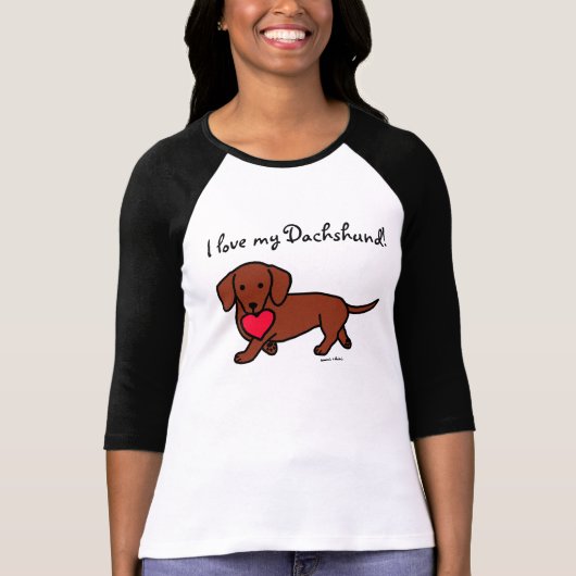 Dachshund Valentijn Cartoon T-shirt (Voorkant)