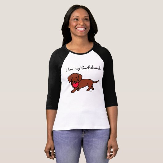 Dachshund Valentijn Cartoon T-shirt (Voorkant volledig)