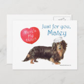 Dachshund-Valentijn Feestdagenkaart (Voorkant / Achterkant)