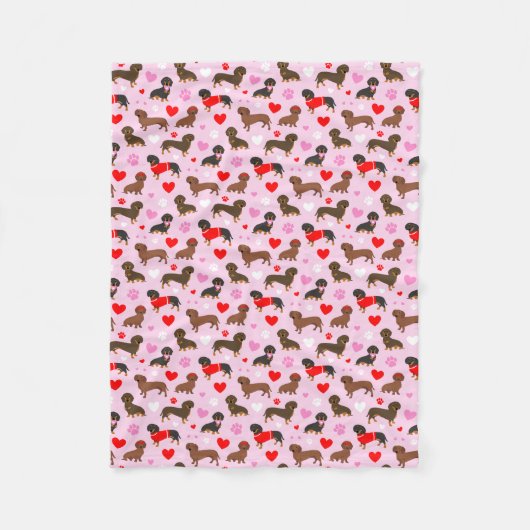 Dachshund-Valentijn Fleece Deken (Voorkant)