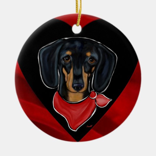 Dachshund-Valentijn Keramisch Ornament (Voorkant)