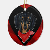 Dachshund-Valentijn Keramisch Ornament (Links)