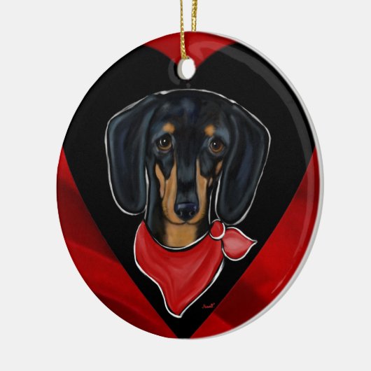 Dachshund-Valentijn Keramisch Ornament (Links)
