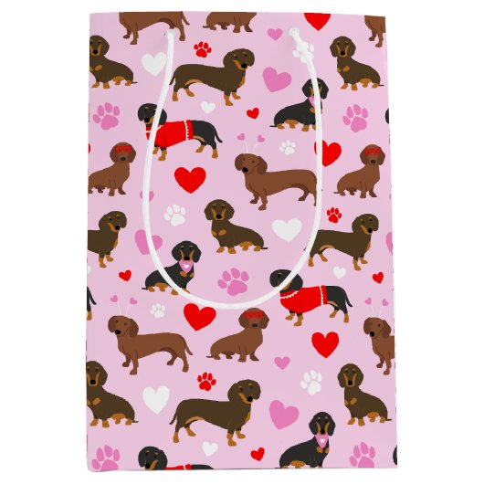 Dachshund-Valentijn Medium Cadeauzakje (Voorkant)