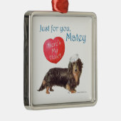 Dachshund-Valentijn Metalen Ornament (Rechts)