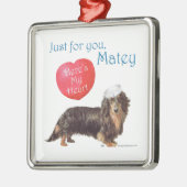 Dachshund-Valentijn Metalen Ornament (Links)