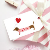 Dachshund Valentijn, Valentijnsdag Roze en Rood Cadeaulabel
