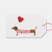Dachshund Valentijn, Valentijnsdag Roze en Rood Cadeaulabel (Voorkant (Horizontaal))
