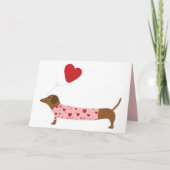 Dachshund Valentijn, Valentijnsdag roze en rood Kaart (Voorkant)