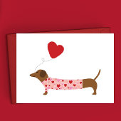 Dachshund Valentijn, Valentijnsdag roze en rood Notitiekaartje