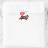 Dachshund Valentijn Vierkante Sticker (Tas)