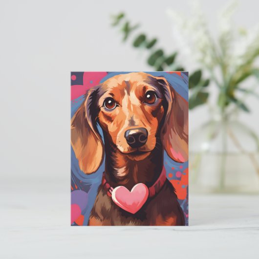 Dachshund-Valentijnsdag Briefkaart (Staand voorkant)