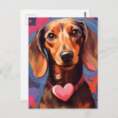 Dachshund-Valentijnsdag Briefkaart (Voorkant / Achterkant)