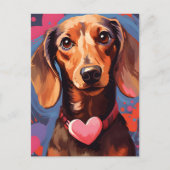 Dachshund-Valentijnsdag Briefkaart (Voorkant)