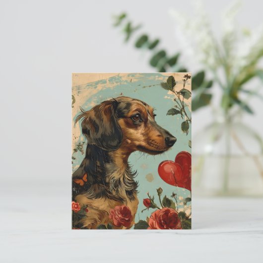 Dachshund  Valentijnsdag Briefkaart (Staand voorkant)