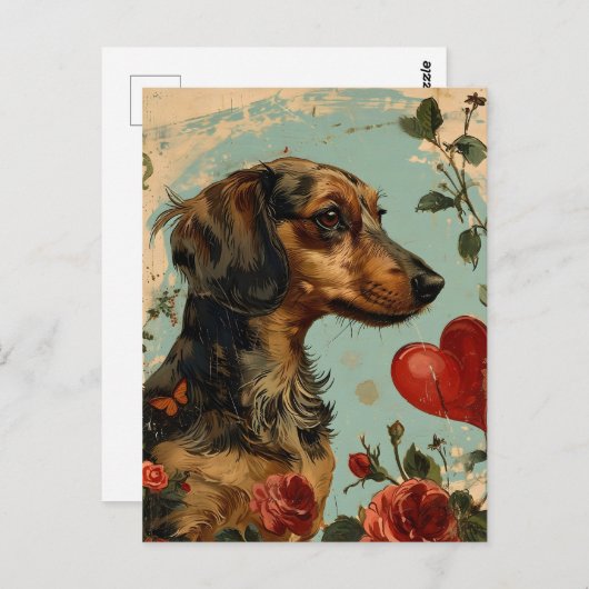 Dachshund  Valentijnsdag Briefkaart (Voorkant / Achterkant)