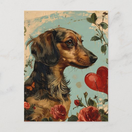 Dachshund  Valentijnsdag Briefkaart (Voorkant)