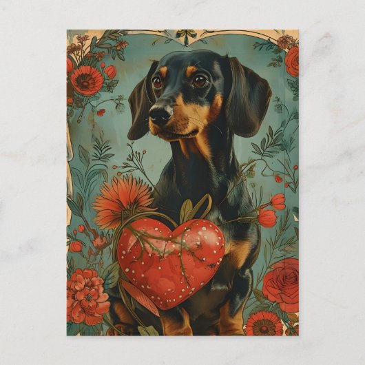 Dachshund  Valentijnsdag Briefkaart (Voorkant)