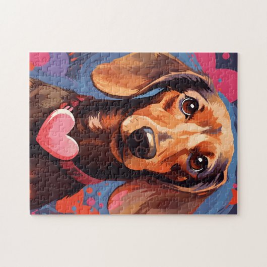 Dachshund-Valentijnsdag Legpuzzel (Horizontaal)