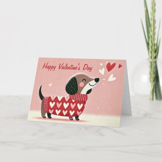 Dachshund Valentijnsdag Liefde Kaart (Voorkant)