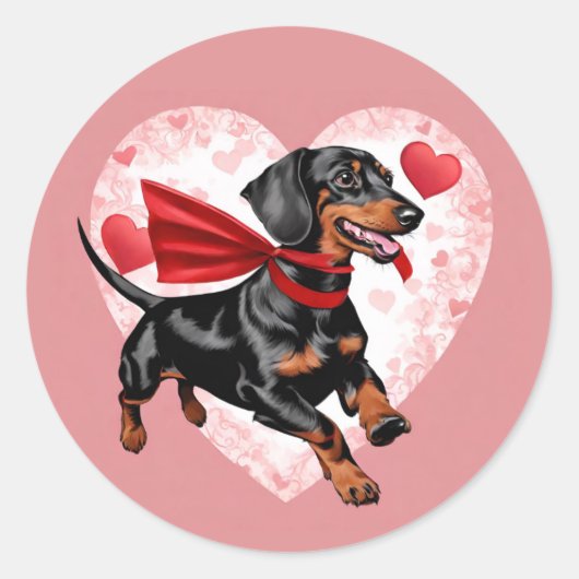 Dachshund Valentijnsdag Sticker Schattig (Voorkant)