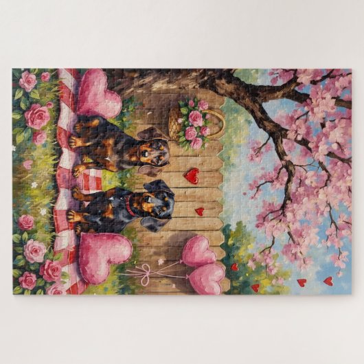 Dachshund Valentine’s Day Art Legpuzzel (Horizontaal)