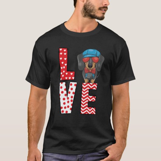 Dachshund Valentines Day Love Valentine Cute Heart T-shirt (Voorkant)
